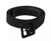 Dolce & Gabbana Black Velvet Leather Logo Waist Buckle Belt -   -  Dolce & Gabbana.